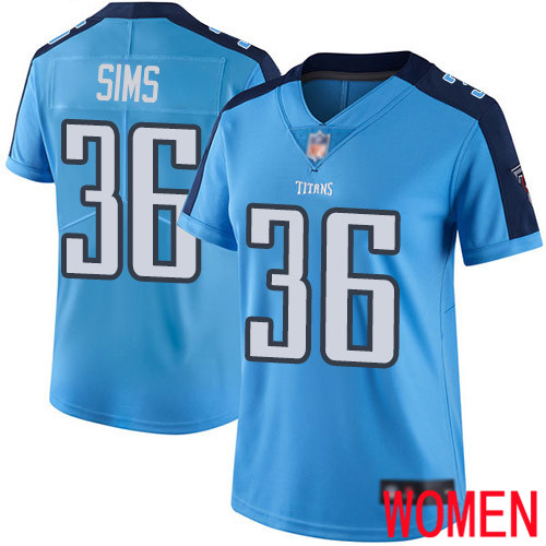 Tennessee Titans Limited Light Blue Women LeShaun Sims Jersey NFL Football #36 Rush Vapor Untouchable->youth nfl jersey->Youth Jersey